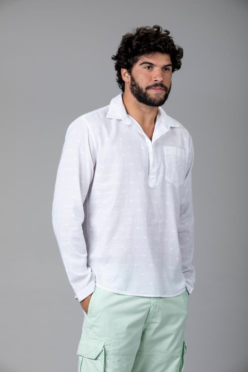 Bata Slim Manga Longa Paz Branca