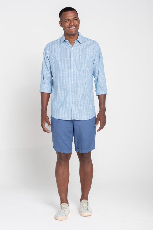 Bermuda Chino Linho Baia Do Sancho Indigo