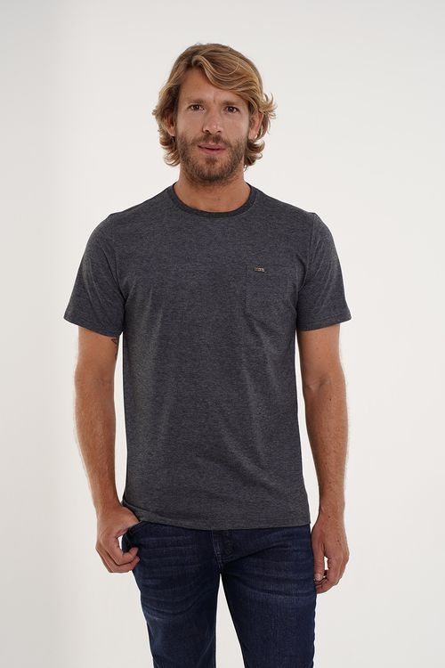 T-Shirt Bolsinho Premium Mescla Preto