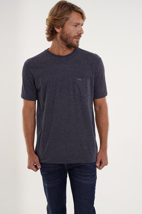 T-Shirt Bolsinho Premium Mescla Marinho